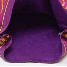 画像をギャラリービューアに読み込む, HERMES エルメス シルキーシティPM 王者の虎 TIGRE ROYAL ショルダーバッグ □L刻印 シルク レザー パープル ブラウン 美品 中古 4b009104