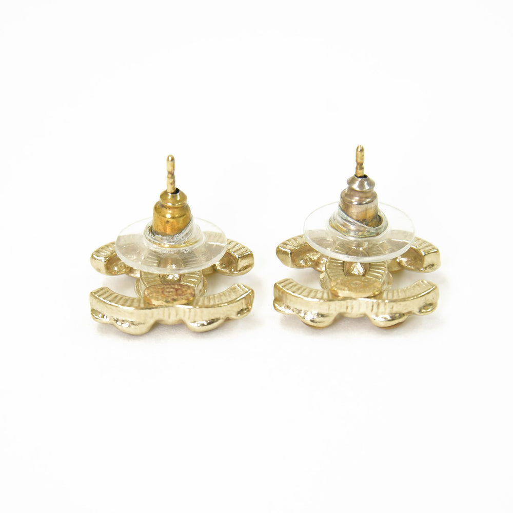 極美品 CHANEL シャネル ココマーク ピアス イエロー楕円カラーストーン アクセサリー 両耳 A12A刻印 メタル イエロー ゴールド金具 3.8g 中古 4b009599