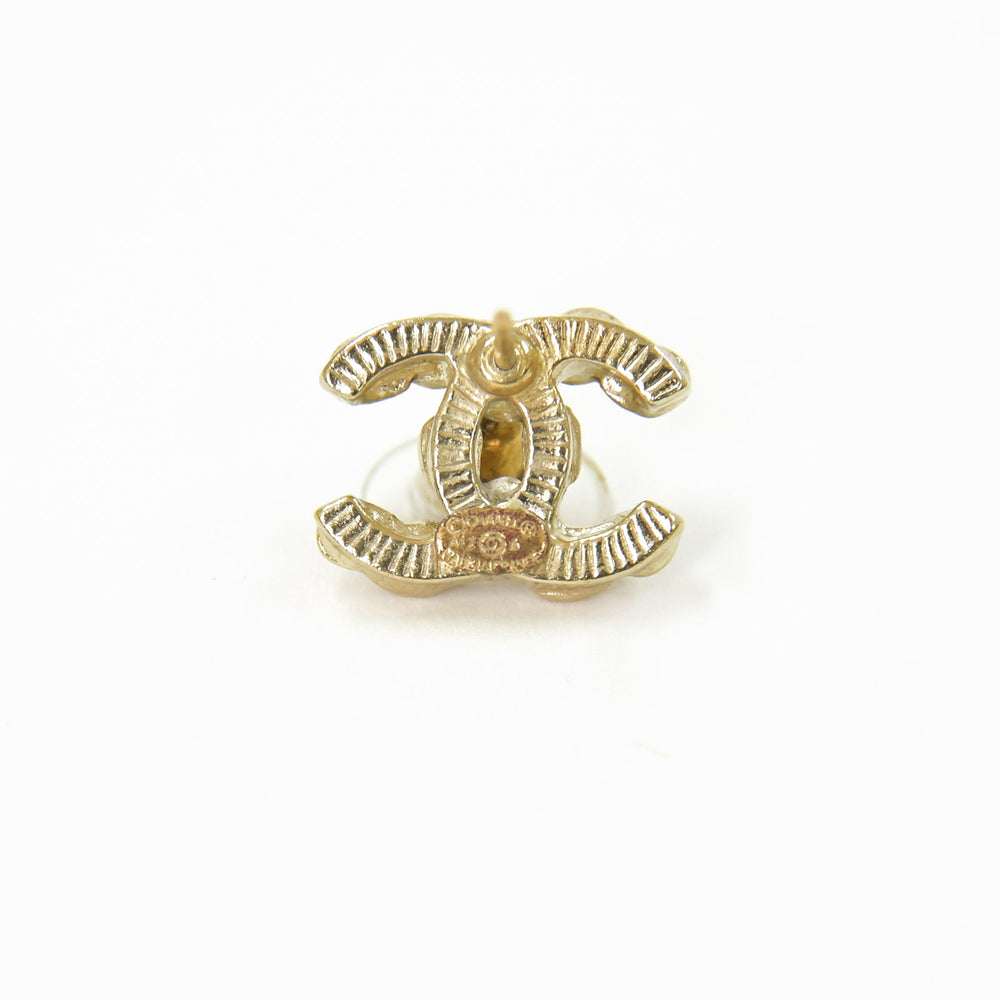 極美品 CHANEL シャネル ココマーク ピアス イエロー楕円カラーストーン アクセサリー 両耳 A12A刻印 メタル イエロー ゴールド金具 3.8g 中古 4b009599