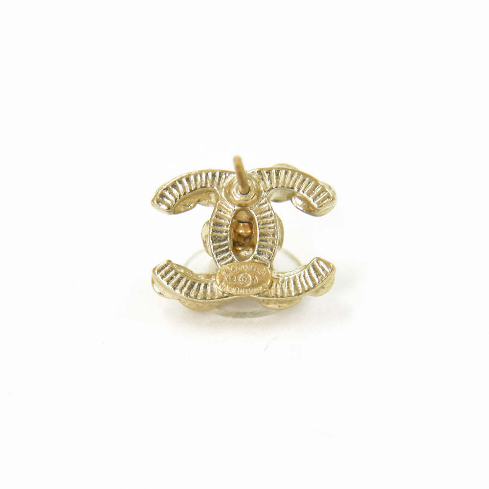 極美品 CHANEL シャネル ココマーク ピアス イエロー楕円カラーストーン アクセサリー 両耳 A12A刻印 メタル イエロー ゴールド金具 3.8g 中古 4b009599