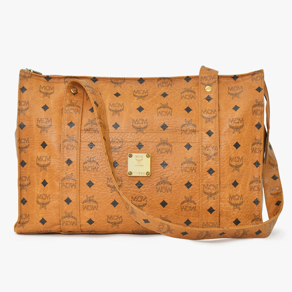 MCM エム・シー・エム Tote Bag トートバッグ ブラウン Black ブラック ゴールド金具 レザー 美品 中古 4a004609