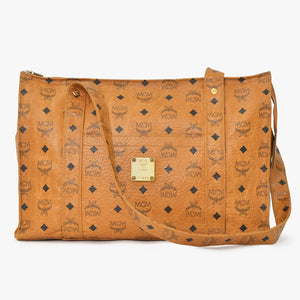 MCM エム・シー・エム Tote Bag トートバッグ ブラウン Black ブラック ゴールド金具 レザー 美品 中古 4a004609