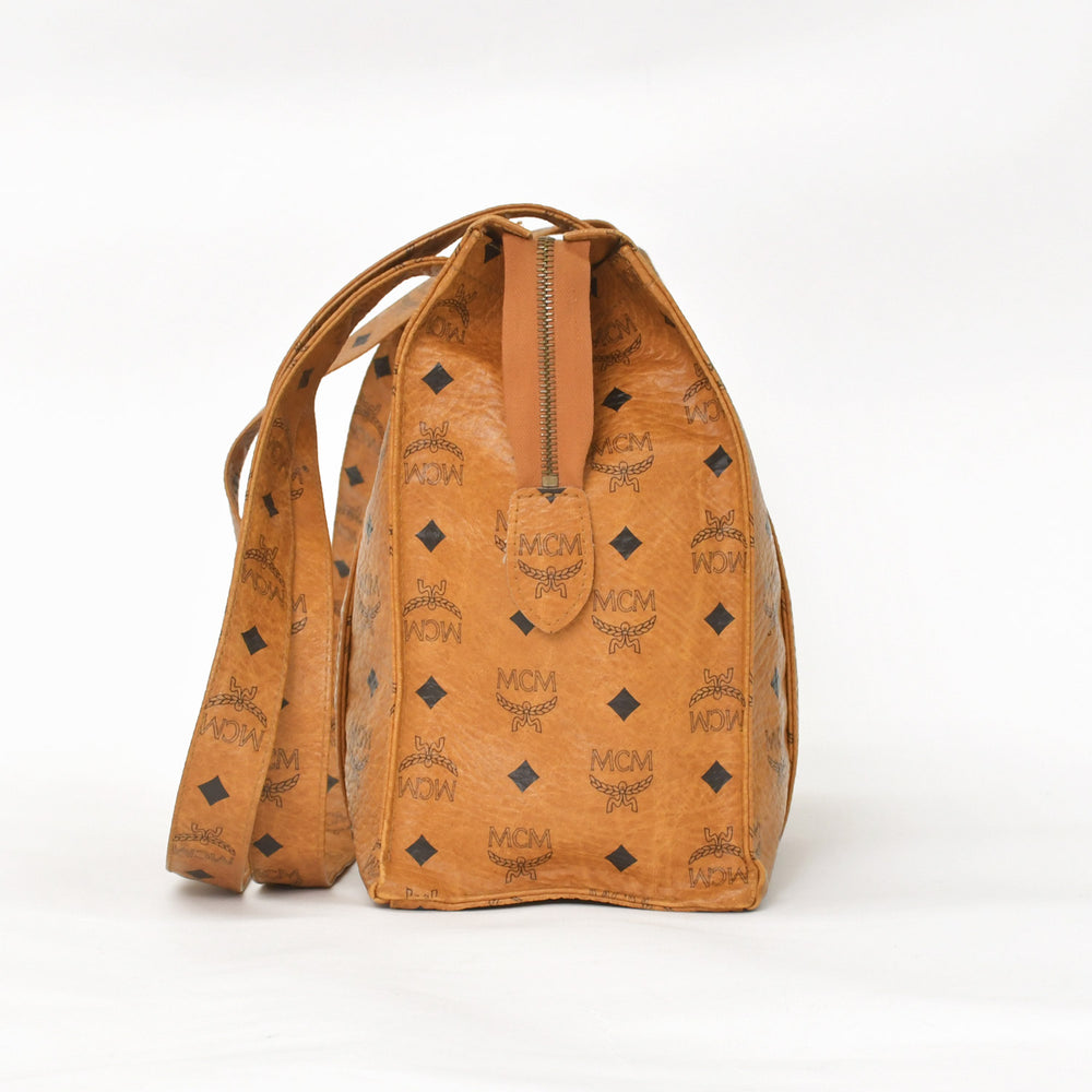 MCM エム・シー・エム Tote Bag トートバッグ ブラウン Black ブラック ゴールド金具 レザー 美品 中古 4a004609