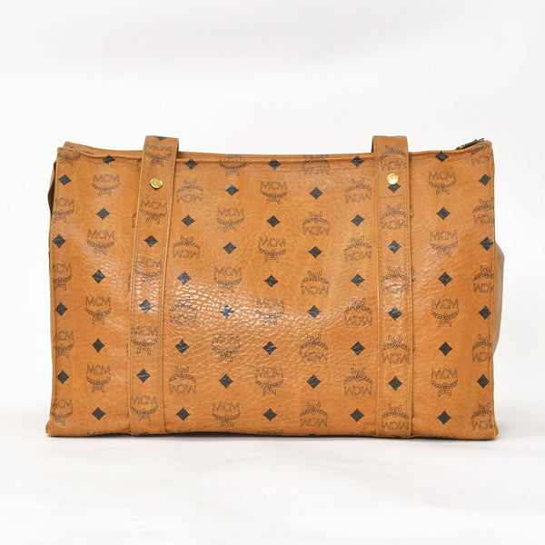 MCM エム・シー・エム Tote Bag トートバッグ ブラウン Black ブラック ゴールド金具 レザー 美品 中古 4a004609