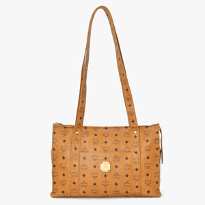 MCM エム・シー・エム Tote Bag トートバッグ ブラウン Black ブラック ゴールド金具 レザー 美品 中古 4a004609