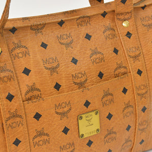 MCM エム・シー・エム Tote Bag トートバッグ ブラウン Black ブラック ゴールド金具 レザー 美品 中古 4a004609