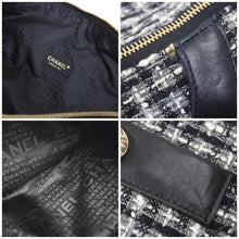 画像をギャラリービューアに読み込む, 極美品 CHANEL シャネル ガールシャネル ツイードジャケット ショルダーバッグ 9番台 ファブリック ブラック ホワイト 中古 46092