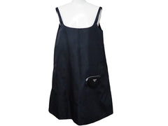 PRADA プラダ RE-NYLON ノースリーブ ワンピース ナイロン ブラック ポーチ付き 2306621WQ8F0002 サイズ36 中古 46460