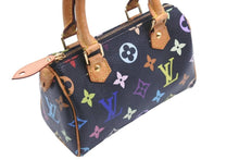 画像をギャラリービューアに読み込む, LOUIS VUITTON ルイヴィトン ミニスピーディ ハンドバッグ モノグラム ブラック マルチカラー 村上隆 レザー M92644 中古 46627