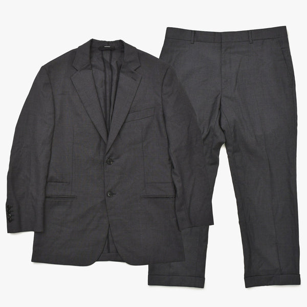 極美品 HERMES エルメス セットアップスーツ S19802Z ジャケット スラックスパンツ グレー 50サイズ シングルブレスト イタリア製 中古 4a004697