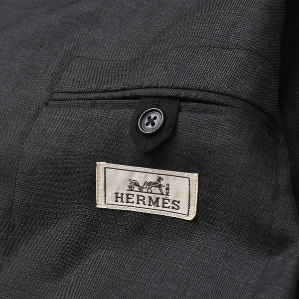 極美品 HERMES エルメス セットアップスーツ S19802Z ジャケット スラックスパンツ グレー 50サイズ シングルブレスト イタリア製 中古 4a004697