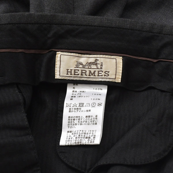 極美品 HERMES エルメス セットアップスーツ S19802Z ジャケット スラックスパンツ グレー 50サイズ シングルブレスト イタリア製 中古 4a004697