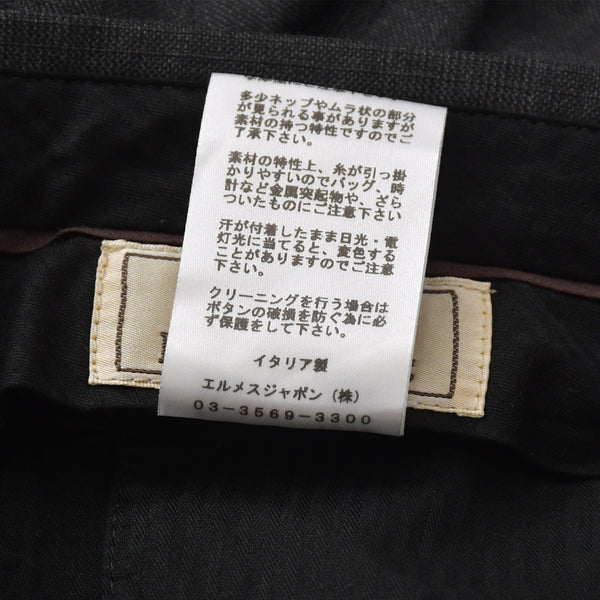 極美品 HERMES エルメス セットアップスーツ S19802Z ジャケット スラックスパンツ グレー 50サイズ シングルブレスト イタリア製 中古 4a004697