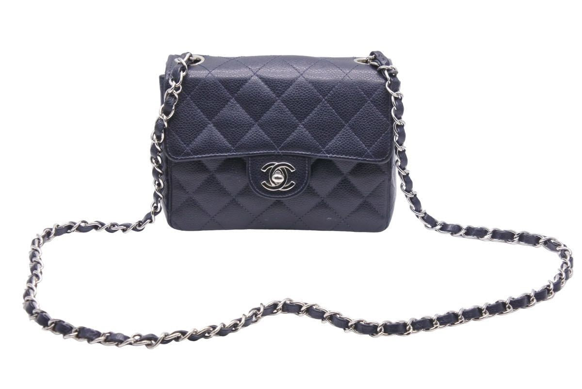 極美品 CHANEL シャネル ミニマトラッセ ネイビー キャビアスキン 9