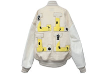 Load image into Gallery viewer, KAPITAL キャピタル バーシティ ジャケット ベージュ アウター アクリル ウール レザー K1910LJ105 サイズ3 美品 中古 47187