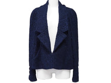 画像をギャラリービューアに読み込む, CHANEL シャネル ツイードジャケット P53945V38337 ナイロン ポリエステル コットン ブルー シルバー金具 サイズ38 美品 中古 47233