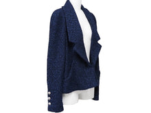 画像をギャラリービューアに読み込む, CHANEL シャネル ツイードジャケット P53945V38337 ナイロン ポリエステル コットン ブルー シルバー金具 サイズ38 美品 中古 47233