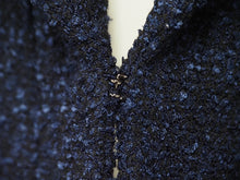 画像をギャラリービューアに読み込む, CHANEL シャネル ツイードジャケット P53945V38337 ナイロン ポリエステル コットン ブルー シルバー金具 サイズ38 美品 中古 47233