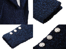 画像をギャラリービューアに読み込む, CHANEL シャネル ツイードジャケット P53945V38337 ナイロン ポリエステル コットン ブルー シルバー金具 サイズ38 美品 中古 47233