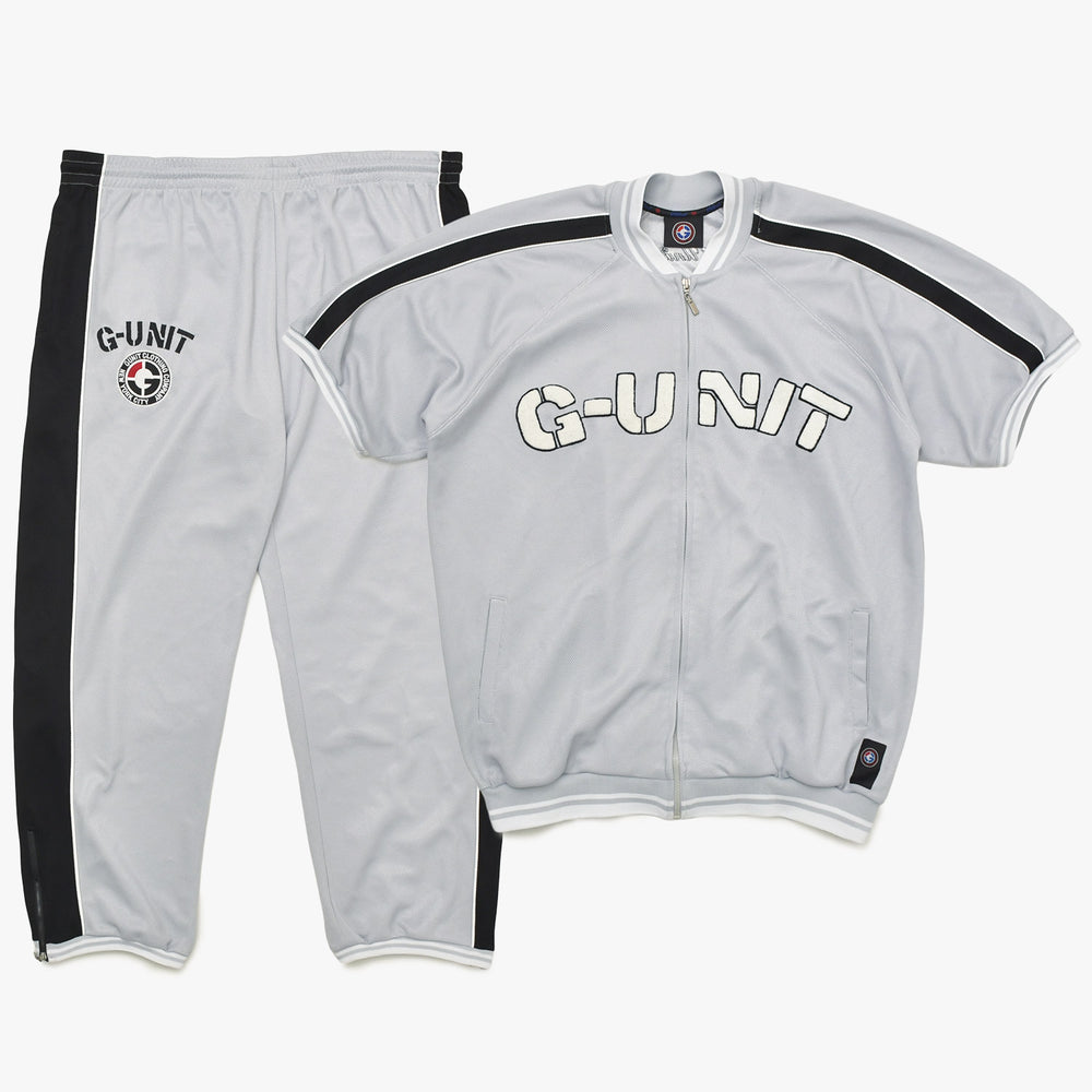 G-UNIT ジーユニット セットアップ 50 Cent ジップアップニット パンツ グレー ブラック ホワイト サイズXXL 美品 中古 4a004731