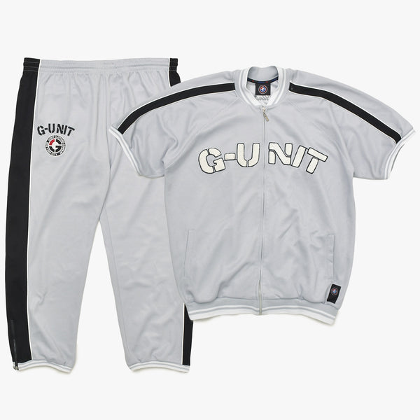 G-UNIT ジーユニット セットアップ 50 Cent ジップアップニット パンツ グレー ブラック ホワイト サイズXXL 美品 中古 4a004731