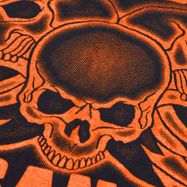 SKULL GANG T-shirt Short Sleeve Royal Apparel Made in the USA Black Orange LG Good Condition Used 4a004733