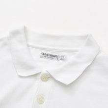 Load the image into the gallery viewer. GIORGIO ARMANI ジョルジオアルマーニ 半袖ポロシャツ ワンポイントロゴ イタリア製 コットン ホワイト サイズL 美品 中古 4a004741