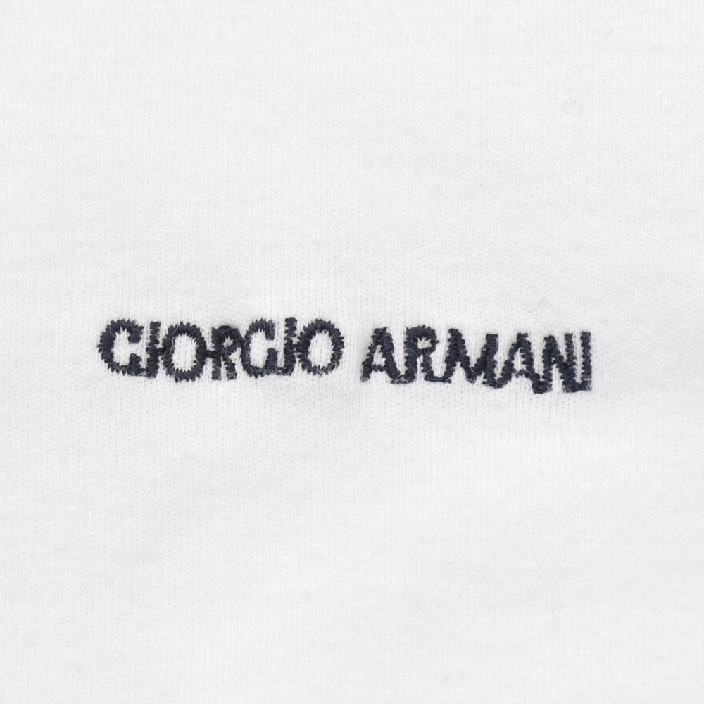 GIORGIO ARMANI ジョルジオアルマーニ 半袖ポロシャツ ワンポイントロゴ イタリア製 コットン ホワイト サイズL 美品 中古 4a004741