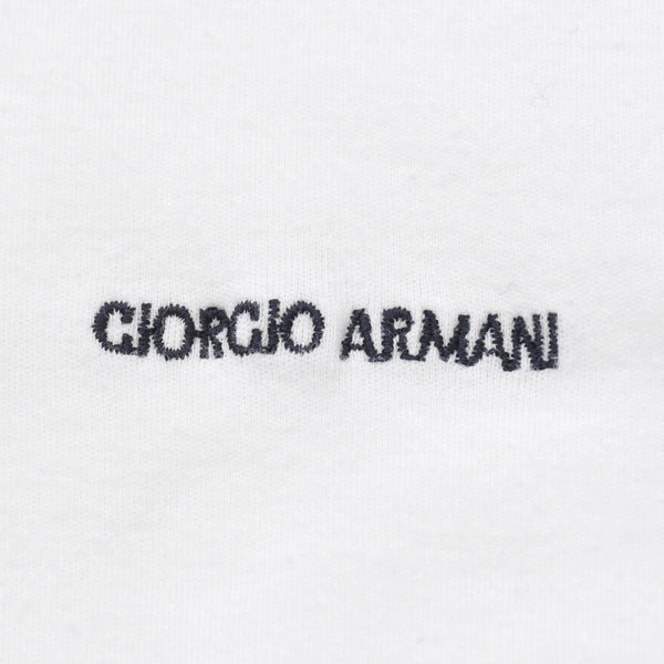 GIORGIO ARMANI ジョルジオアルマーニ 半袖ポロシャツ ワンポイントロゴ イタリア製 コットン ホワイト サイズL 美品 中古 4a004741