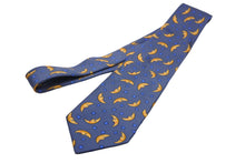 Load image into Gallery viewer, HERMES エルメス ボウタイ 蝶ネクタイ ネクタイ 三日月柄 シルク100% ブルー イエロー 紳士 中古 47467