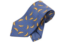 Load image into Gallery viewer, HERMES エルメス ボウタイ 蝶ネクタイ ネクタイ 三日月柄 シルク100% ブルー イエロー 紳士 中古 47467