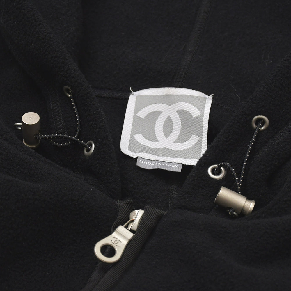 Very Good Condition CHANEL Sports Line Fleece Zip Up Hoodie P19983V11807 Size 50 Here Mark Black Men's Used 4a004764