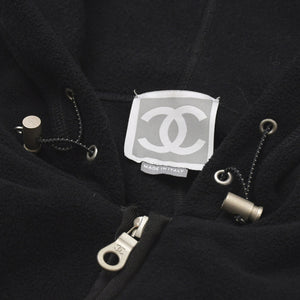 極美品 CHANEL シャネル スポーツライン フリース ジップアップフーディー P19983V11807 サイズ50 ココマーク ブラック メンズ 中古 4a004764