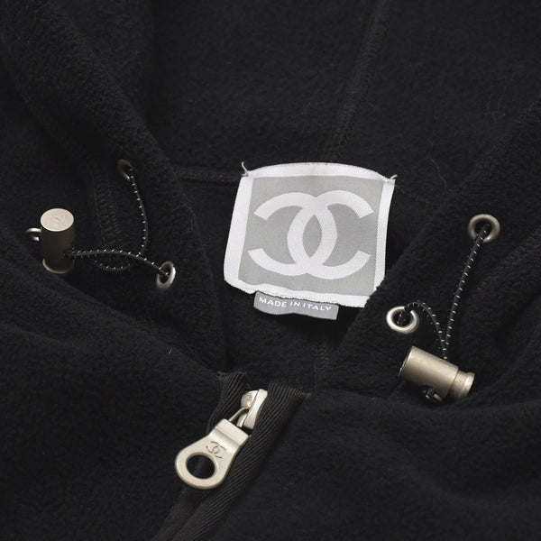極美品 CHANEL シャネル スポーツライン フリース ジップアップフーディー P19983V11807 サイズ50 ココマーク ブラック メンズ 中古 4a004764