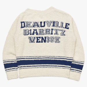 Like new CHANEL 19SS pullover knit sweater P60704K46380 Size 36 here mark blue ivory used 4a004767