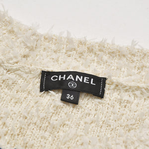 Like new CHANEL 19SS pullover knit sweater P60704K46380 Size 36 here mark blue ivory used 4a004767