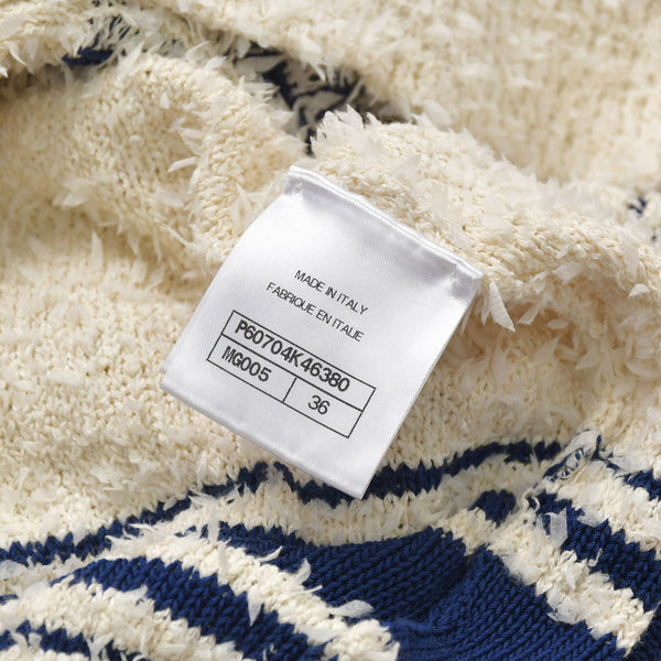 Like new CHANEL 19SS pullover knit sweater P60704K46380 Size 36 here mark blue ivory used 4a004767