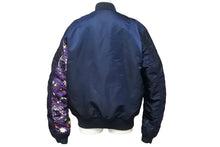 画像をギャラリービューアに読み込む, NASA ナサ フライトジャケット オフィシャル アポロ MA-1 ミリタリー ブルゾン アウター ジャンパー M ネイビー 美品 中古 47674