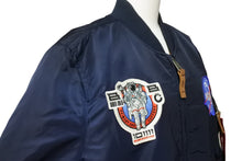 画像をギャラリービューアに読み込む, NASA ナサ フライトジャケット オフィシャル アポロ MA-1 ミリタリー ブルゾン アウター ジャンパー M ネイビー 美品 中古 47674