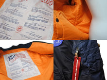 画像をギャラリービューアに読み込む, NASA ナサ フライトジャケット オフィシャル アポロ MA-1 ミリタリー ブルゾン アウター ジャンパー M ネイビー 美品 中古 47674