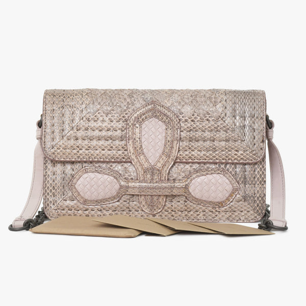 極美品 BOTTEGAVENETA ボッテガヴェネタ イントレチャート リアルト チェーン ショルダーバッグ B05504198Z ピンク 中古 4a004771