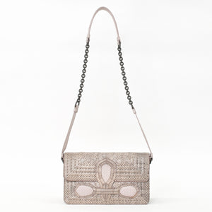 極美品 BOTTEGAVENETA ボッテガヴェネタ イントレチャート リアルト チェーン ショルダーバッグ B05504198Z ピンク 中古 4a004771