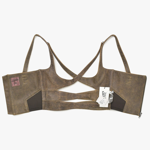 Jean Paul Gaultier Jean Paul Gaultier × Knowles Leather Bustier 23/14-F-TO089-L504-60 Brown Leather Studs 36 Size Good Condition Used 4a004781