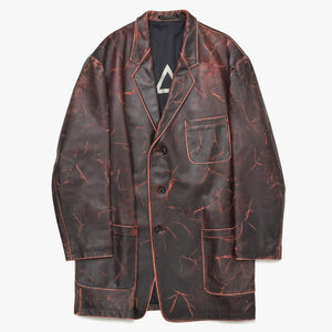 Very Good Condition Yohji Yamamoto POUR HOMME 92AW Leather Coat HS-J13-712 Size M Scratched Archive Used 4a004782