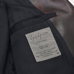 Very Good Condition Yohji Yamamoto POUR HOMME 92AW Leather Coat HS-J13-712 Size M Scratched Archive Used 4a004782