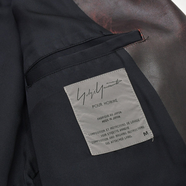 Very Good Condition Yohji Yamamoto POUR HOMME 92AW Leather Coat HS-J13-712 Size M Scratched Archive Used 4a004782