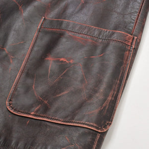 Very Good Condition Yohji Yamamoto POUR HOMME 92AW Leather Coat HS-J13-712 Size M Scratched Archive Used 4a004782