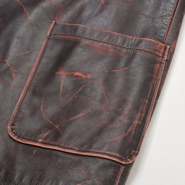 Very Good Condition Yohji Yamamoto POUR HOMME 92AW Leather Coat HS-J13-712 Size M Scratched Archive Used 4a004782