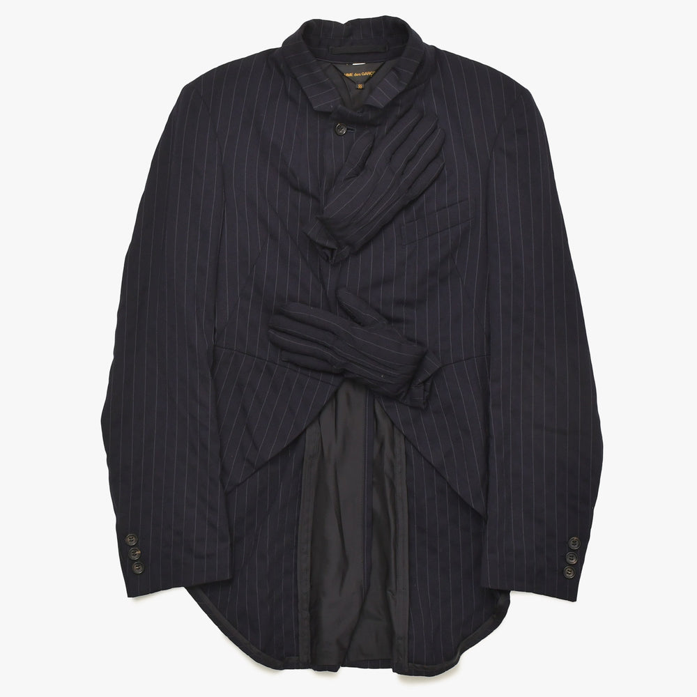 COMME des GARCONS 07AW Padded Hand Gloves Pinstripe Jacket GT-J053 Size SS Navy Good Condition Used 4a004783