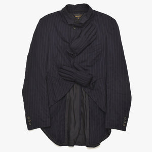 COMME des GARCONS コムデギャルソン 07AW パデッドハンドグローブ ピンストライプジャケット GT-J053 サイズSS ネイビー 美品 中古 4a004783